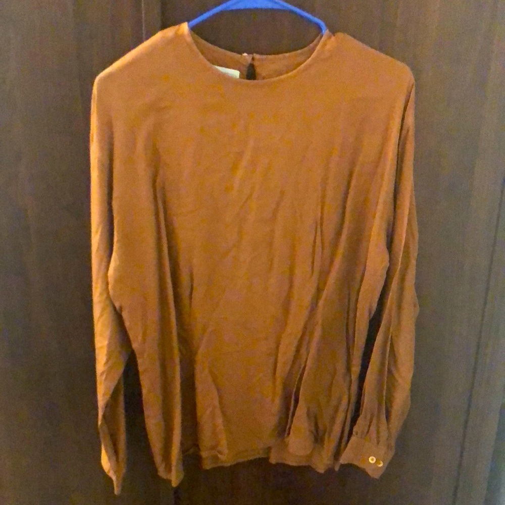 Lands’ End Rayon Orange Long Sleeve Shirt